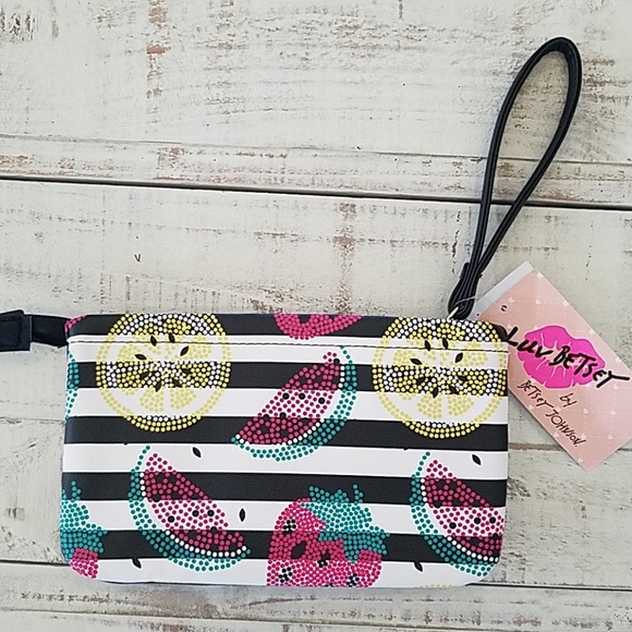 NWT Betsey Johnson fruit double pouch wristlet - Picture 2 of 3